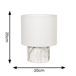 Valuelights Melanie White Marble Effect Table Lamp With White Linen Lamp Shade - thumbnail 6