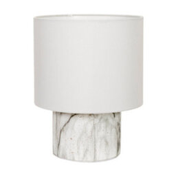 Valuelights Melanie White Marble Effect Table Lamp With White Linen Lamp Shade - thumbnail 2