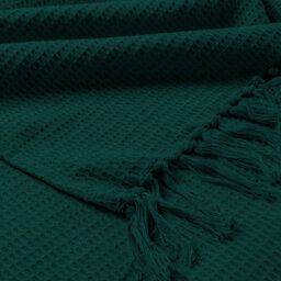 Ehc Waffle Cotton Woven Super Giant Sofa Throw, Up To 4 Seater Sofa/ Super King Size Bed 250 X 380 Cm, Dark Green - thumbnail 4