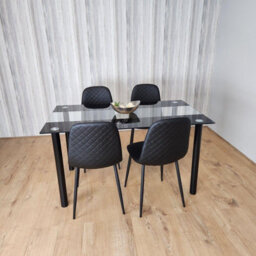 Kosy Koala Black Glass Dining Table Set With 4 Gem Pattern Chairs For Dining Room Furniture - thumbnail 6