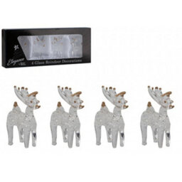 PMS Set Of 4 Glass Reindeer Christmas Decorations