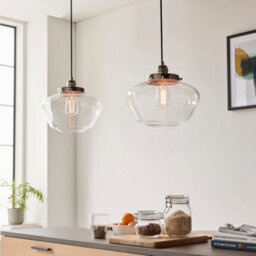 Polished Nickel Ceiling Pendant Light Clear Glass Shade Hanging Lighting Fixture - thumbnail 4