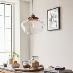 Polished Nickel Ceiling Pendant Light Clear Glass Shade Hanging Lighting Fixture - thumbnail 3