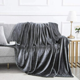 Ameha Fleece Plain Blanket, Lightweight & Reversible Throw For Travel, Bed & Sofa Blanket, Grey Double 150X200Cm - thumbnail 4