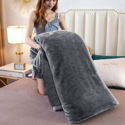 Ameha Fleece Plain Blanket, Lightweight & Reversible Throw For Travel, Bed & Sofa Blanket, Grey Double 150X200Cm - thumbnail 7