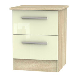 Trent 2 Drawer Compact Bedside Cabinet In Cream & Bardolino Oak (Ready Assembled) - thumbnail 1