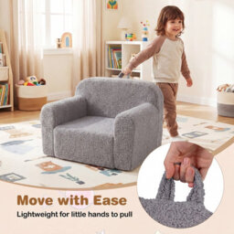 Gainoom Kids Sofa Gray Toddler Foam Couch Reading Chair With Soft Fleece Fabric Cover For Children - thumbnail 5