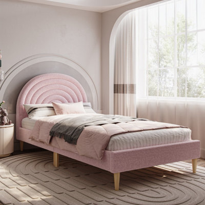Flair Ava Boucle Fabric Single Bed - Pink - image 1