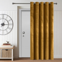 Aspire Homeware Ochre Blackout Velvet Curtain Thermal Insulated Eyelet Door Curtain Single Panel (W)168Cmx(D)213Cm - thumbnail 2
