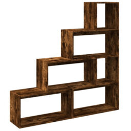 Berkfield Durable Room Divider Bookcase 4-Tier Smoked Oak 143.5X29X143.5 Cm Engineered Wood - thumbnail 7