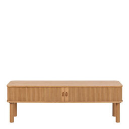 Wyld Haus Copenhagen Natural Oak Etched Tv Unit With 2 Tambour Doors, 1400mm - thumbnail 4