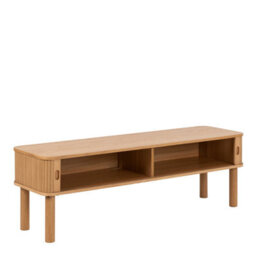 Wyld Haus Copenhagen Natural Oak Etched Tv Unit With 2 Tambour Doors, 1400mm - thumbnail 6