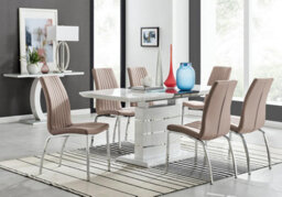 Furniturebox Uk Renato 120Cm High Gloss Extending Dining Table And 6 Cappuccino Isco Chairs - thumbnail 1