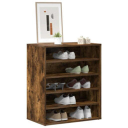 Berkfield Elegant Shoe Cabinet Smoked Oak 60X35X70 Cm Engineered Wood - thumbnail 4