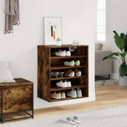 Berkfield Elegant Shoe Cabinet Smoked Oak 60X35X70 Cm Engineered Wood - thumbnail 3