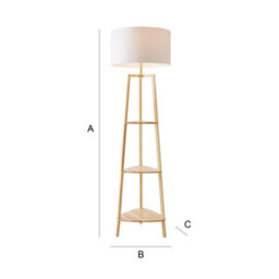 Valuelights Hiru Natural 3 Tier Shelf Floor Lamp With White Drum Shade And Bulb - thumbnail 9