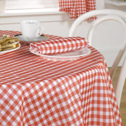 Red Gingham Curtain Set With Integrated Valance 100 Percent Polyester Country Style Kitchen Window Dressing - thumbnail 3