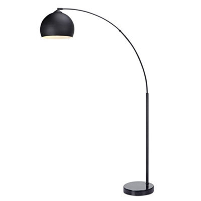 Teamson Home Arc Curved Standing Floor Lamp With Bell Shade & Marble Base - Black/black Marble - image 1