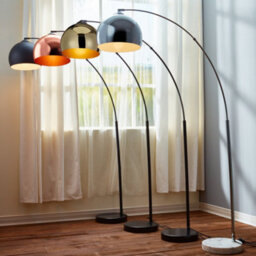 Teamson Home Arc Curved Standing Floor Lamp With Bell Shade & Marble Base - Black/black Marble - thumbnail 3