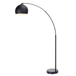 Teamson Home Arc Curved Standing Floor Lamp With Bell Shade & Marble Base - Black/black Marble - thumbnail 1