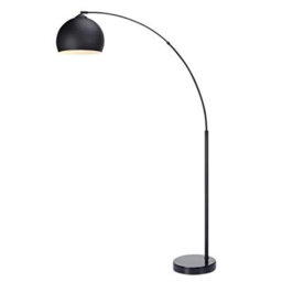 Teamson Home Arc Curved Standing Floor Lamp With Bell Shade & Marble Base - Black/black Marble - thumbnail 2