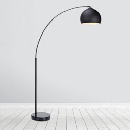 Teamson Home Arc Curved Standing Floor Lamp With Bell Shade & Marble Base - Black/black Marble - thumbnail 8