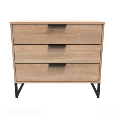 Beijing 3 Drawer Chest Of Drawers In Bardolino Oak (Ready Assembled) - image 1