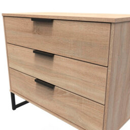 Beijing 3 Drawer Chest Of Drawers In Bardolino Oak (Ready Assembled) - thumbnail 4