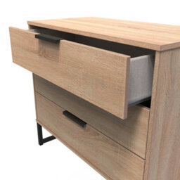 Beijing 3 Drawer Chest Of Drawers In Bardolino Oak (Ready Assembled) - thumbnail 5