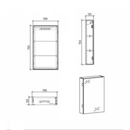 Plum&clay Marvel Bathroom Single Mirrored Wall Cabinet (H)703mm (W)500mm - thumbnail 4