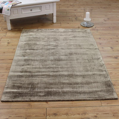 Brown Viscose Easy To Clean Plain Handmade , Luxurious , Modern Rug For Living Room, Bedroom - 120Cm X 170Cm - image 1