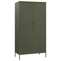 Berkfield Wardrobe Olive Green 90X50X180 Cm Steel - thumbnail 2