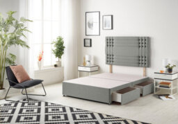 Somnior Beds Somnior Flexby Linen Silver Divan Bed Base With 2 Drawers And Headboard - Super King