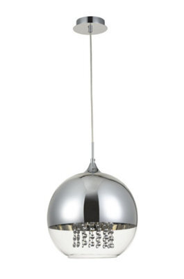 Luminosa Lighting Luminosa Fermi Dome Ceiling Pendant Lamp Nickel & Crystal, 1 Light, E27 - image 1