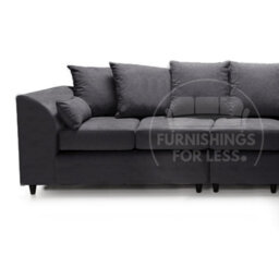 Furnishings For Less UK Casper Soft Chenille Fabric 5 Seater L Shaped Corner Sofa  Black Right Hand Facing - Scatter Back - thumbnail 2