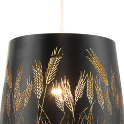 Happy Homewares Corn Field And Grass Laser Cut Black Pendant Shade With Gold Inner - thumbnail 4