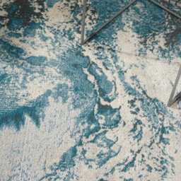 Ivory Teal Abstract Luxurious Modern Easy To Clean Rug For Dining Room Bed Room And Living Room-66 X 229Cm (Runner) - thumbnail 5