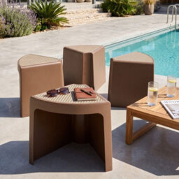 Wyld And Coco Gardenease Set Of 4 Brown Stackable Synthetic Garden Stools With Viennese Braid Top - thumbnail 2