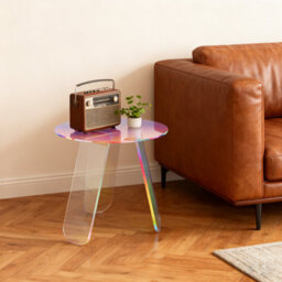 Fativo L46X H44.5Cm Circular Rainbow Acrylic Tea Table Bedroom Living Room Sofa Corner Table - thumbnail 8