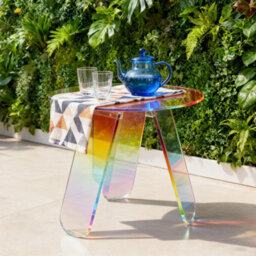 Fativo L46X H44.5Cm Circular Rainbow Acrylic Tea Table Bedroom Living Room Sofa Corner Table - thumbnail 6
