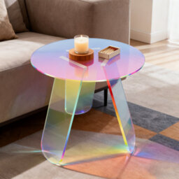 Fativo L46X H44.5Cm Circular Rainbow Acrylic Tea Table Bedroom Living Room Sofa Corner Table - thumbnail 7