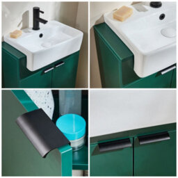 Homestylestore 550mm Dark Green Floorstanding Bathroom Vanity Unit And Black Finger Pull Handle - thumbnail 2