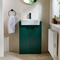 Homestylestore 550mm Dark Green Floorstanding Bathroom Vanity Unit And Black Finger Pull Handle - thumbnail 1