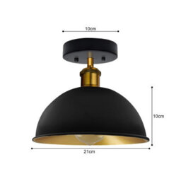 2 Pack Of Vintage-Flush Mount Ceiling Light With 21Cm Dome Lamp Shade Durable Metal E27 Ceiling Light For Living Room - thumbnail 3