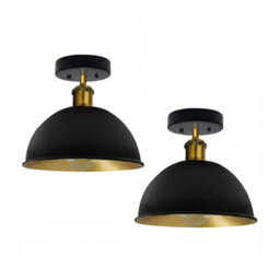 2 Pack Of Vintage-Flush Mount Ceiling Light With 21Cm Dome Lamp Shade Durable Metal E27 Ceiling Light For Living Room - thumbnail 1
