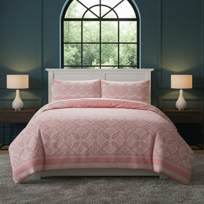 Elegant Floral Duvet Set Modern Flower Pattern Bedding For Home Decor Pink - image 1