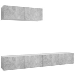 Berkfield Tv Cabinets 3 Pcs Concrete Grey Engineered Wood - thumbnail 2