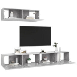 Berkfield Tv Cabinets 3 Pcs Concrete Grey Engineered Wood - thumbnail 3