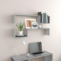 Berkfield Wall Shelves 2 Pcs Grey Sonoma 100X15X20 Cm Engineered Wood - thumbnail 1