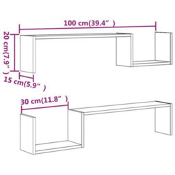 Berkfield Wall Shelves 2 Pcs Grey Sonoma 100X15X20 Cm Engineered Wood - thumbnail 7